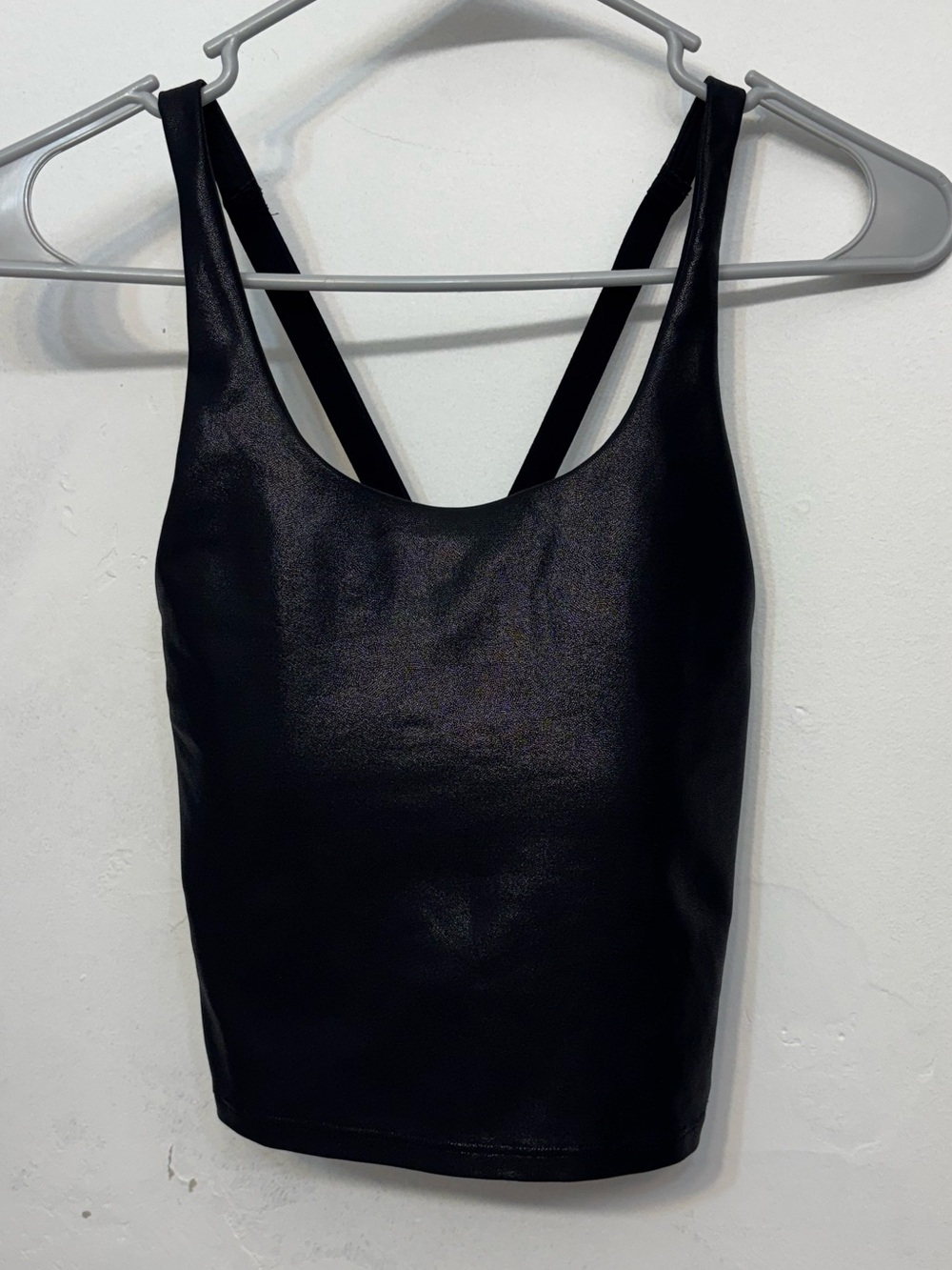 Old Navy Active Powersoft Black Faux Leather X Back Crop Tank Women’s Small NWOT